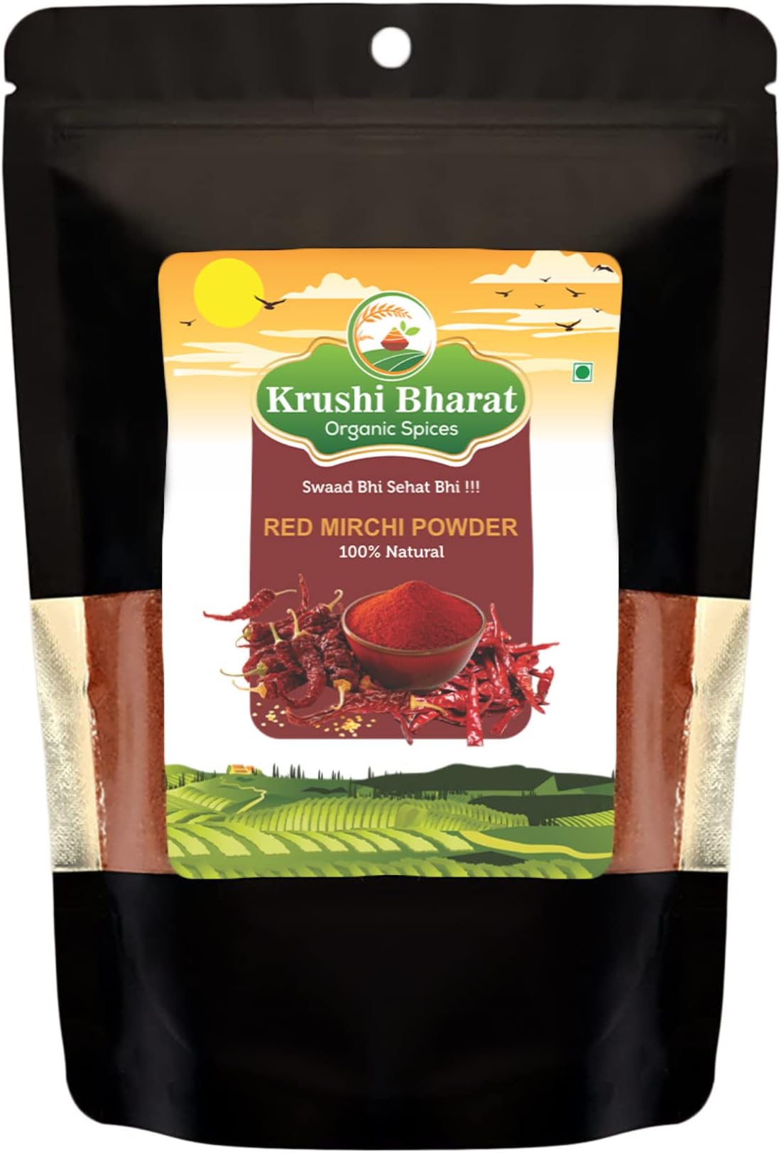 Krushi Bharat Organic Chilli Powder/Laal Mirch/Karam Podi |100% Organic | Chemical Free & Pesticides Free | Rich Flavour | Unadulterated (1000g)