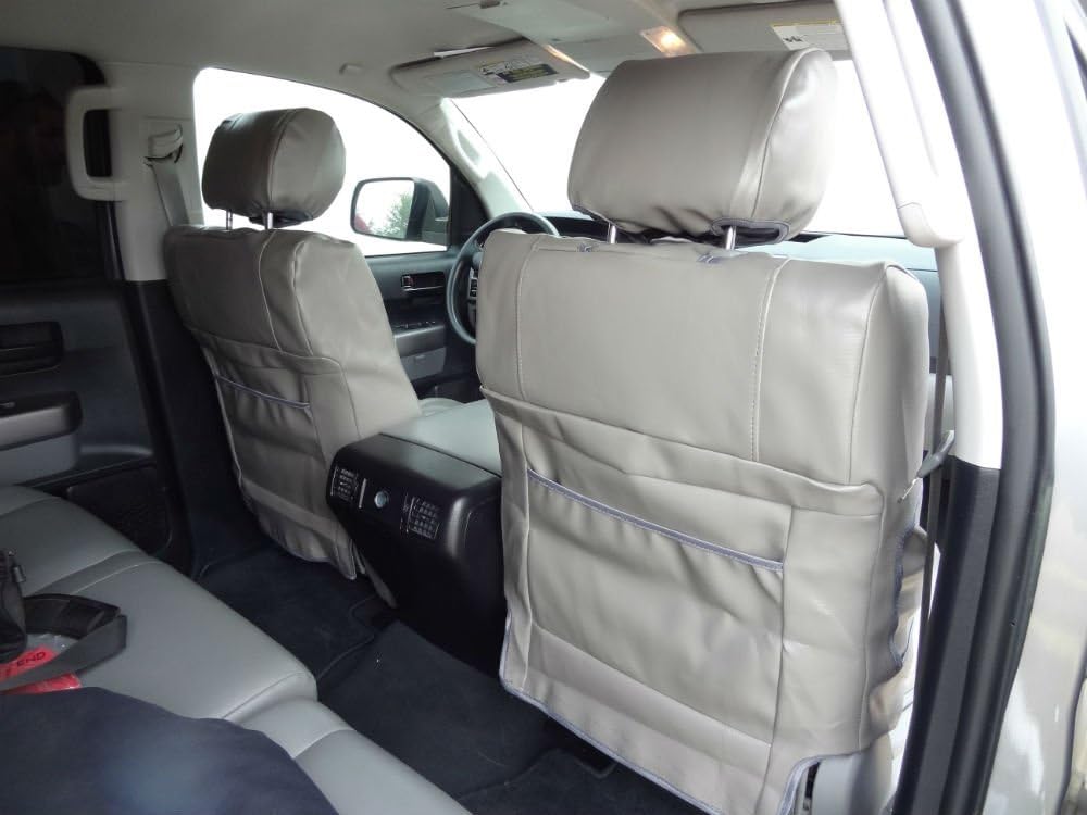Durafit Seat Covers, Made to fit 2007-2013 Tundra and Sequoia Front Bucket Seat Covers in Silver Leatherette with Adjustable Headrests and Side Impact Airbags
