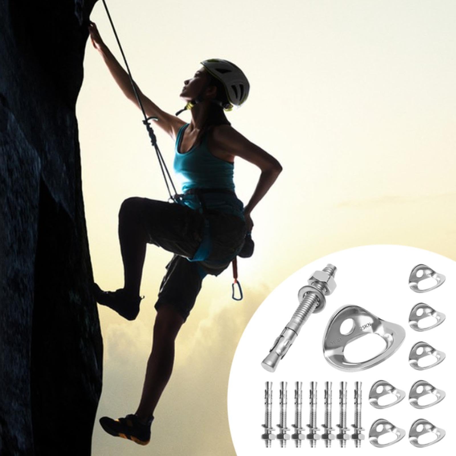 Menolana 8Pcs Rock Climbing Anchor Hangers 316 Stainless Steel High Load Bearing Anchor Hooks and Bolts for Home Gym Outdoor Tie Down