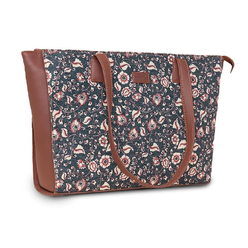 Image of ZOUK Women Vegan Leather Orange Office Tote Bag for Ladies With Laptop Compartment | Fits Upto 15.6 inch Laptop | Stylish | Women's Handbags