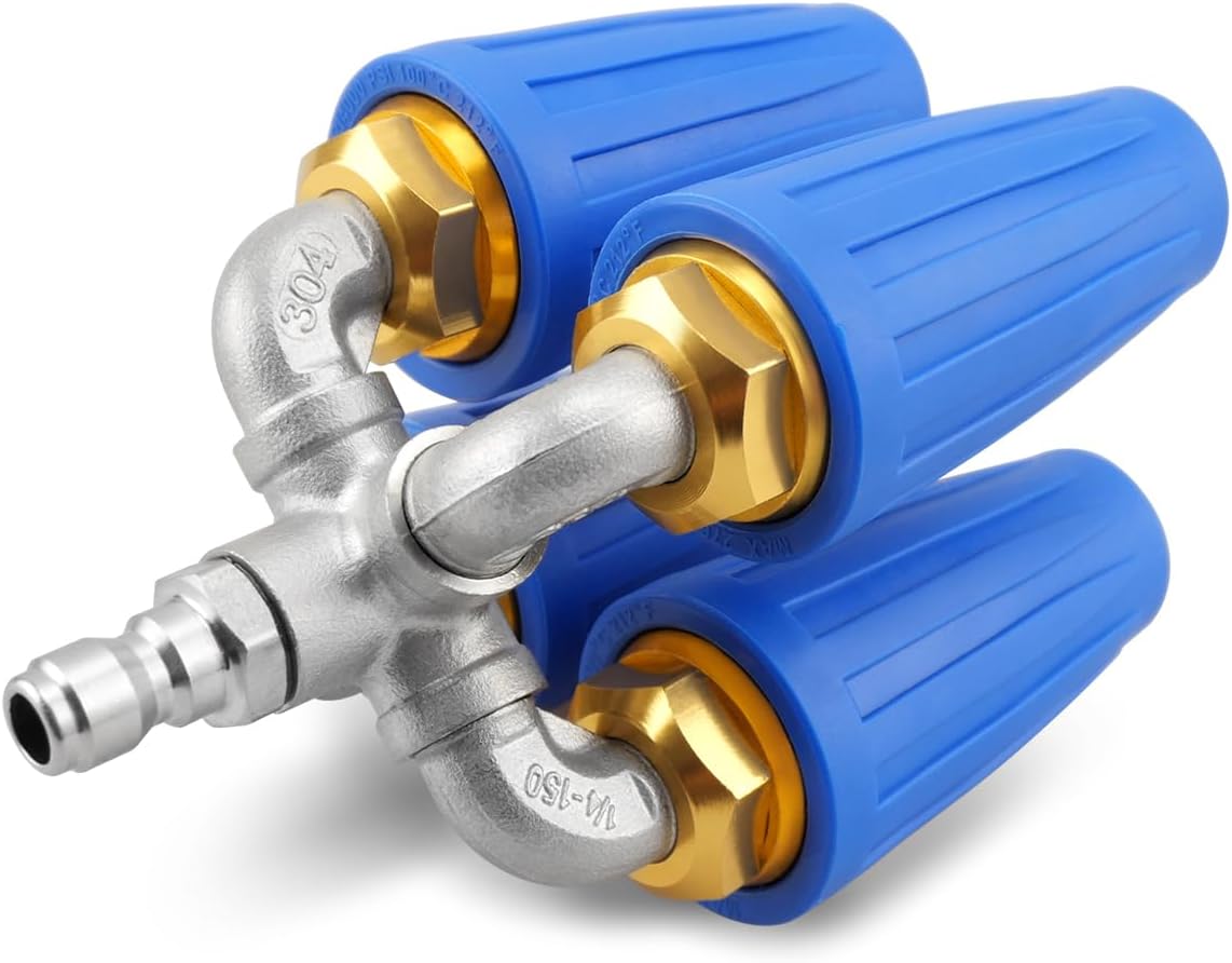 4-in-1 Pressure Washer Turbo Nozzle, 1/4" Quick Connector, 360 Rotating, 2.5 Orifice Twin, 4000 PSI