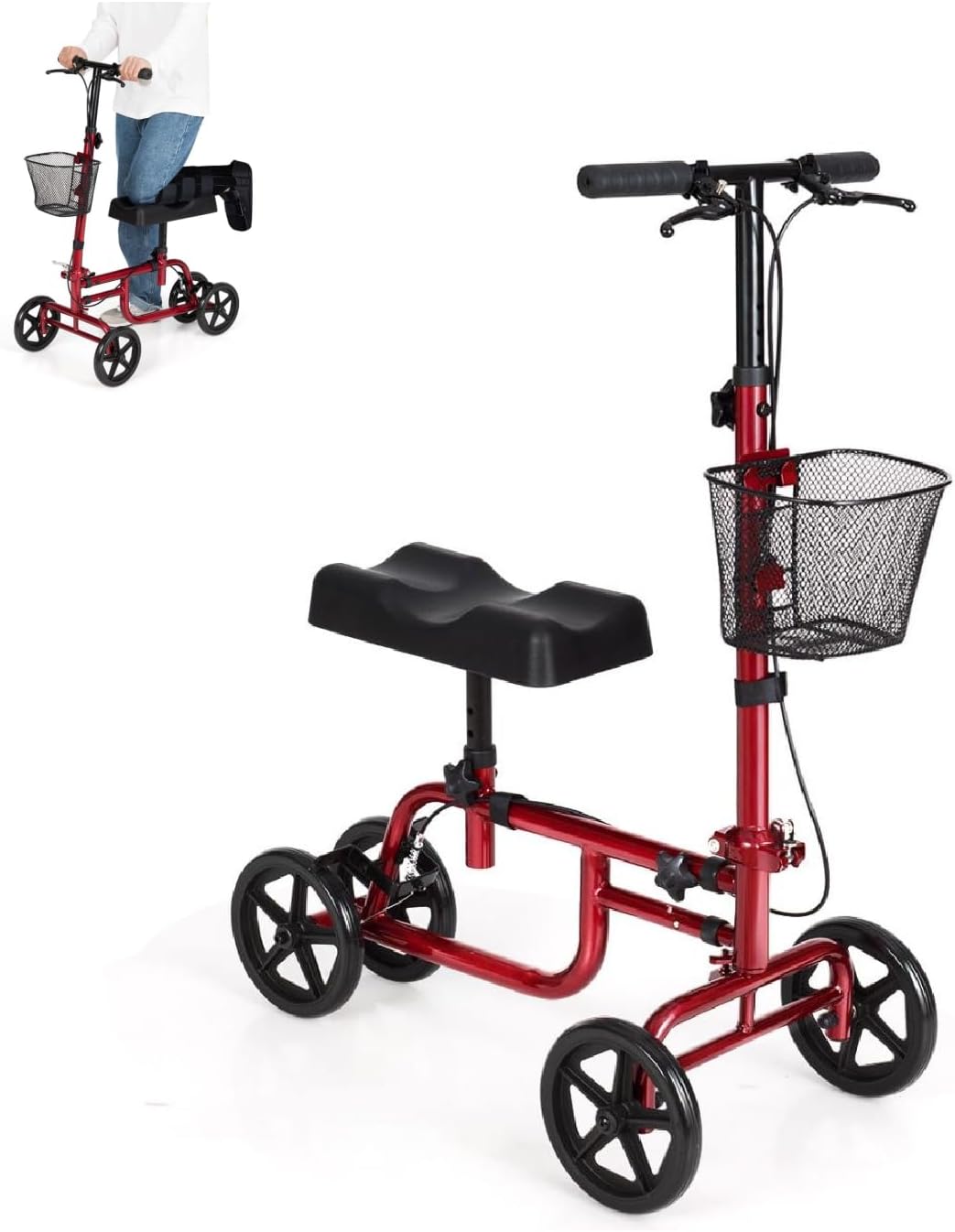 SPOTRAVEL Medical Knee Walker, Folding Walking Mobility Scooter with