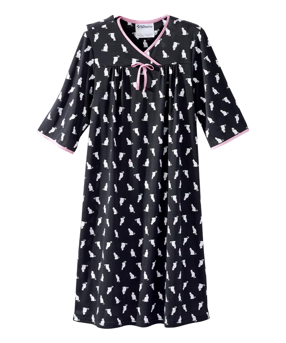 Silvert's Adaptive Clothing & FootwearSilverts Open-Back Hospital Gowns for Women – Comfortable, Dignified, Easy Dressing for Seniors & Patients - 2/3 Sleeve