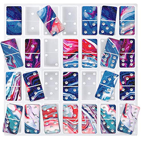 Resin Mold Domino, 28 Cavities Standard Silicone Domino Resin Mold for Epoxy, Domino Silicone Game Mold for for Resin Casting, DIY Craft Jewelry, Personalized Domino, Candle, Soap