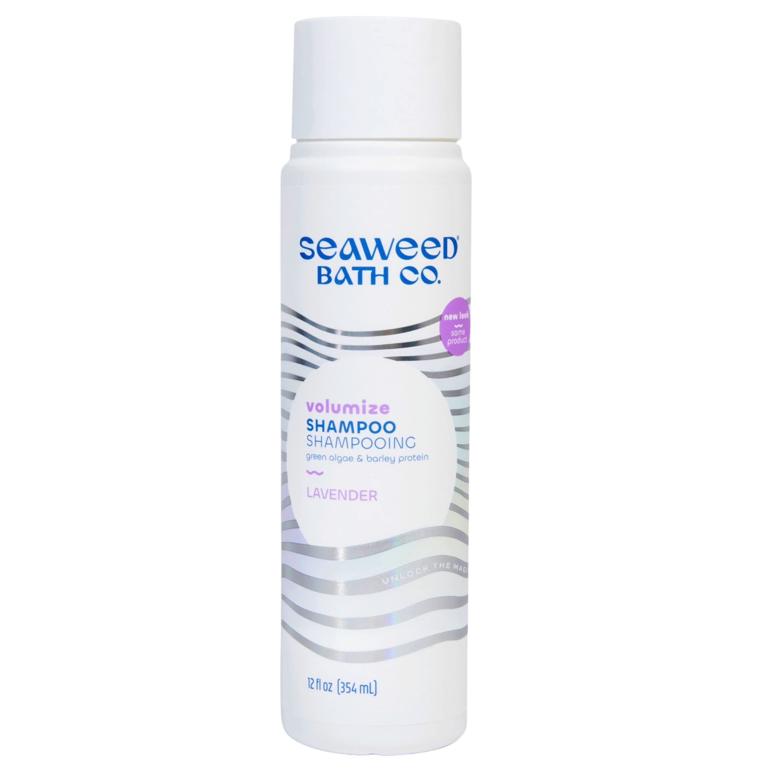 Seaweed Bath Co. Volumize Shampoo, Lavender Scent, 12 Ounce, Sustainably Harvested Seaweed, Green Algae, Barley Protein, For Normal to Fine Hair