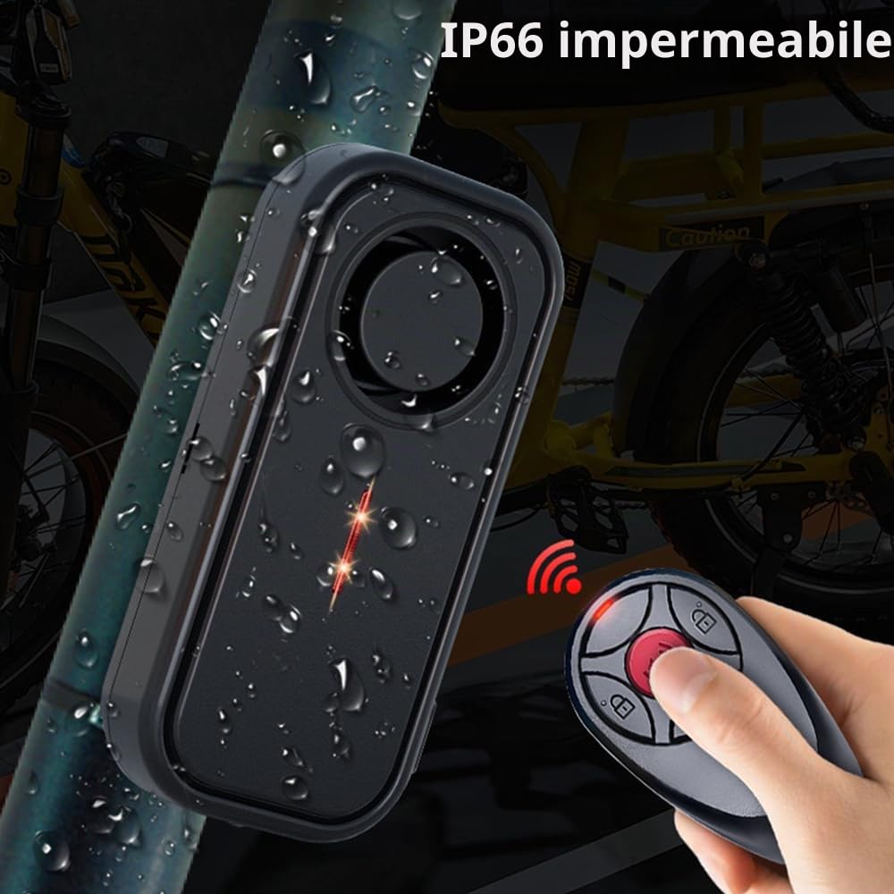 Mengshen Allarme Antifurto a Vibrazione 113dB Impermeabile per Bici Elettrica Moto Auto