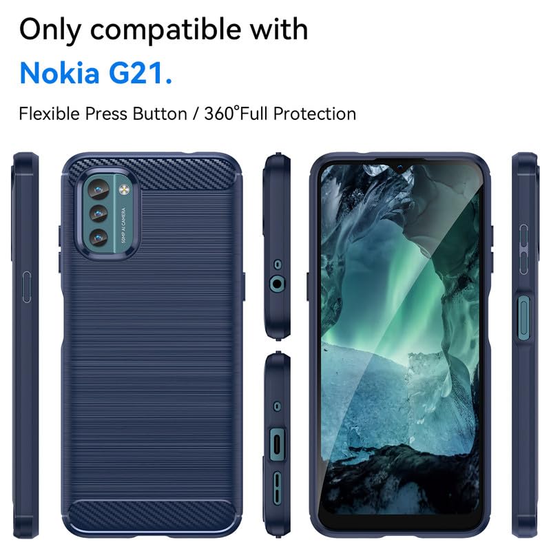 Image of Hybrid Carbon Fiber Back Case for Nokia G21 / G11 (Blue)