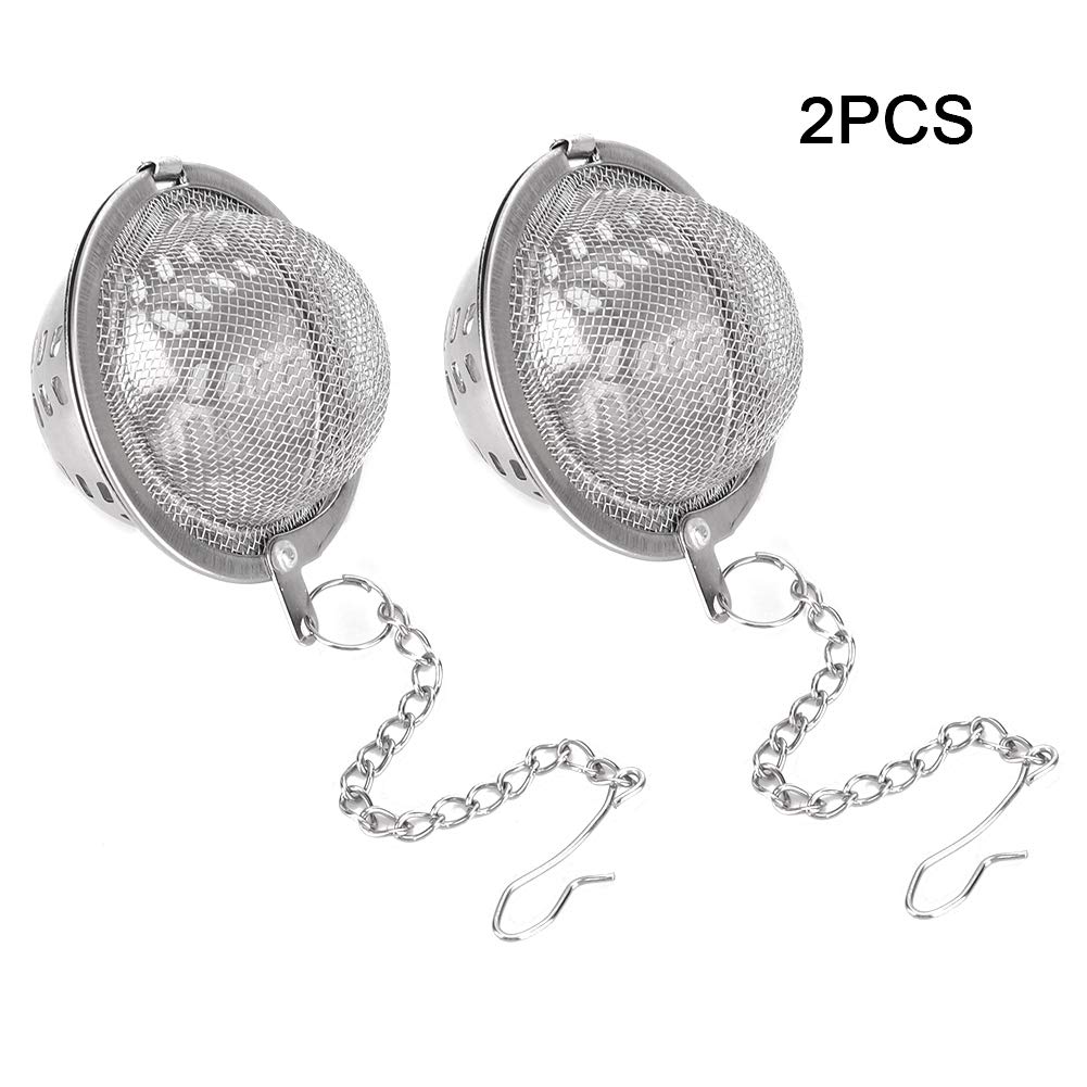 Tea Ball Strainer Infusers,2pcs Stainless Steel Strainer Reusable Tea Strainer Filters with Chain Hook