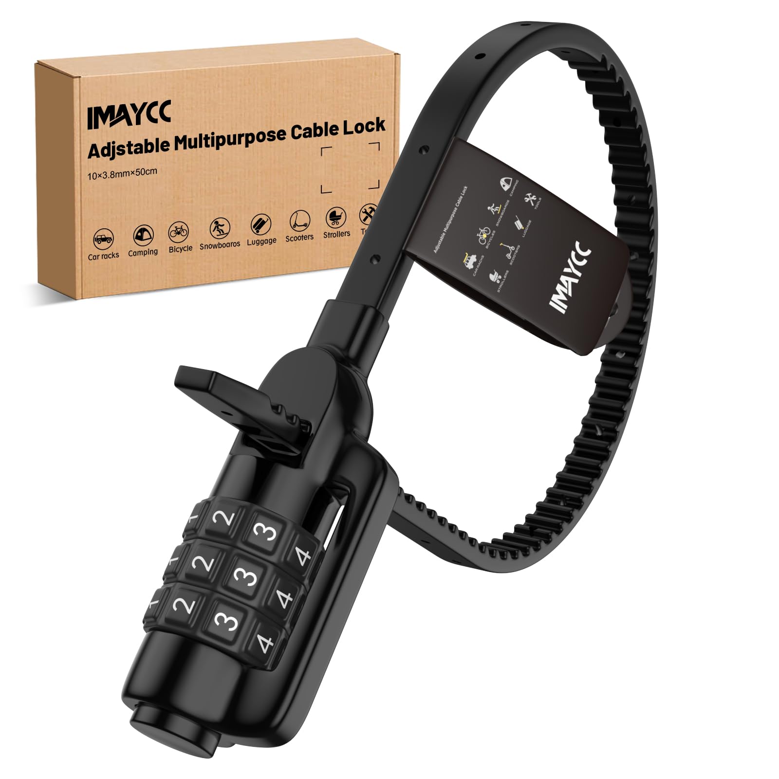 Antivol Vélo Câble à Code 3 Chiffres - Léger 250g, Bande De Sécurité Multifonction, Pour Vélo, Scooter, Casque