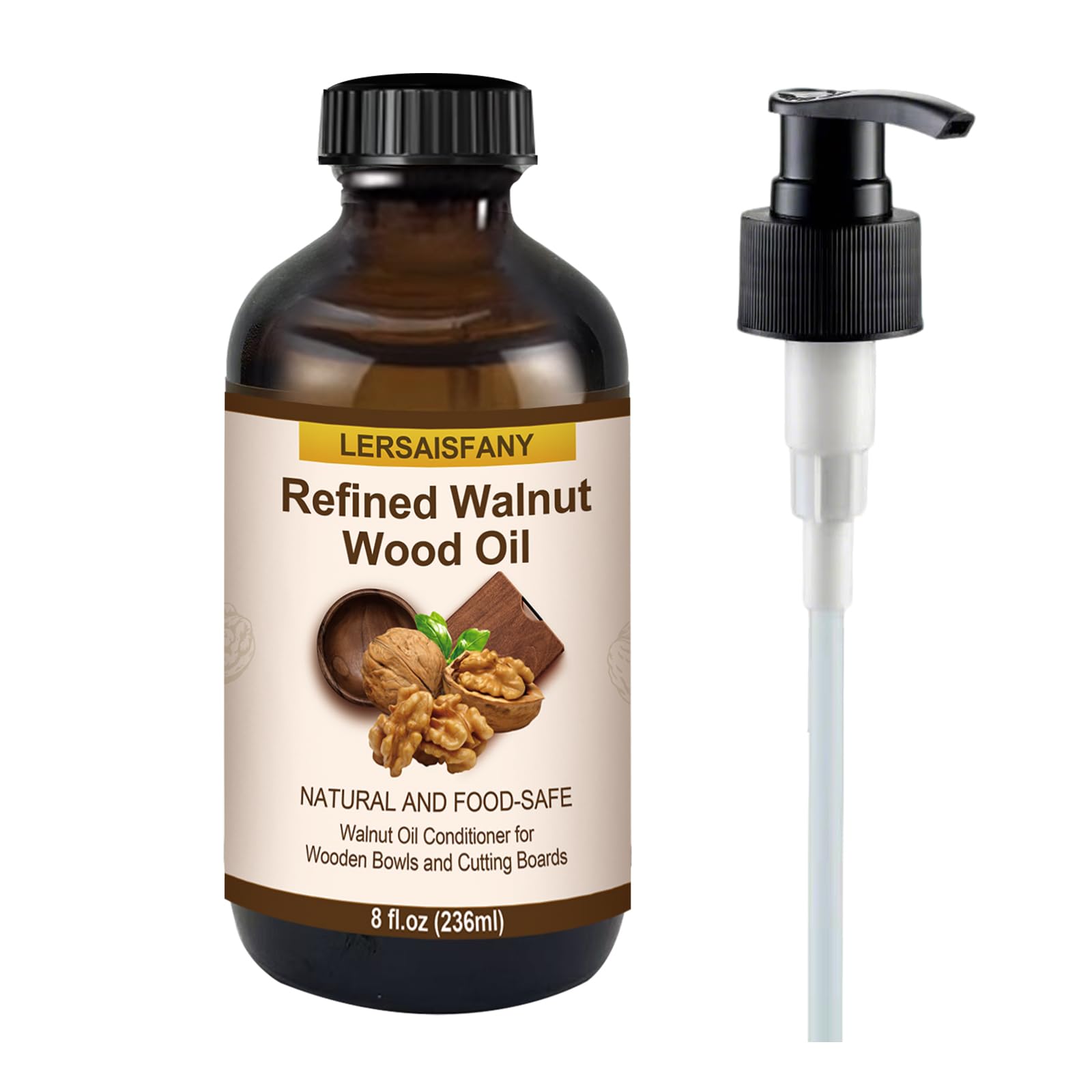 LERSAISFANY Walnut Wood Oil Bowl Conditioner, Walnut Oil for Wooden Cutting Board and Bowl,Food Safe, Long-Lasting 8oz