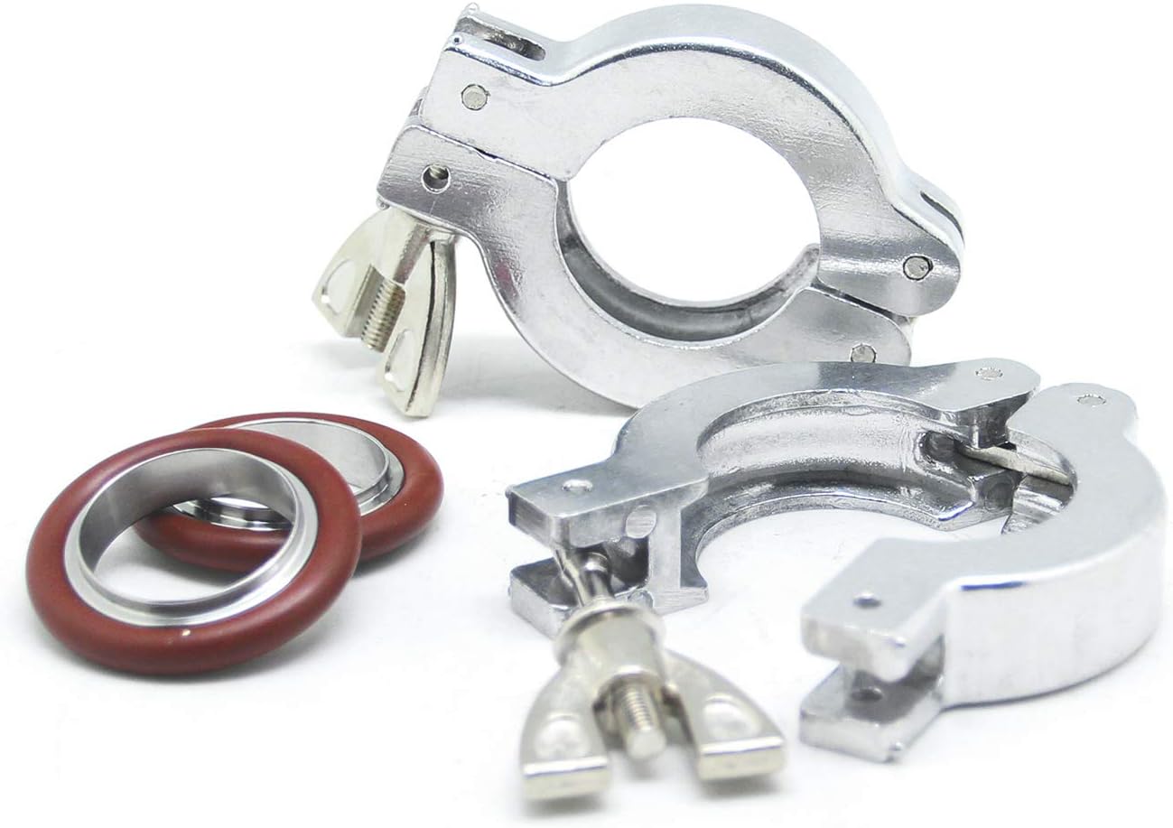 QiiMii KF-25 Aluminium Wing Nut Hinge Clamp with FKM Viton O-Ring and SS304 Center Ring, 2 Pack