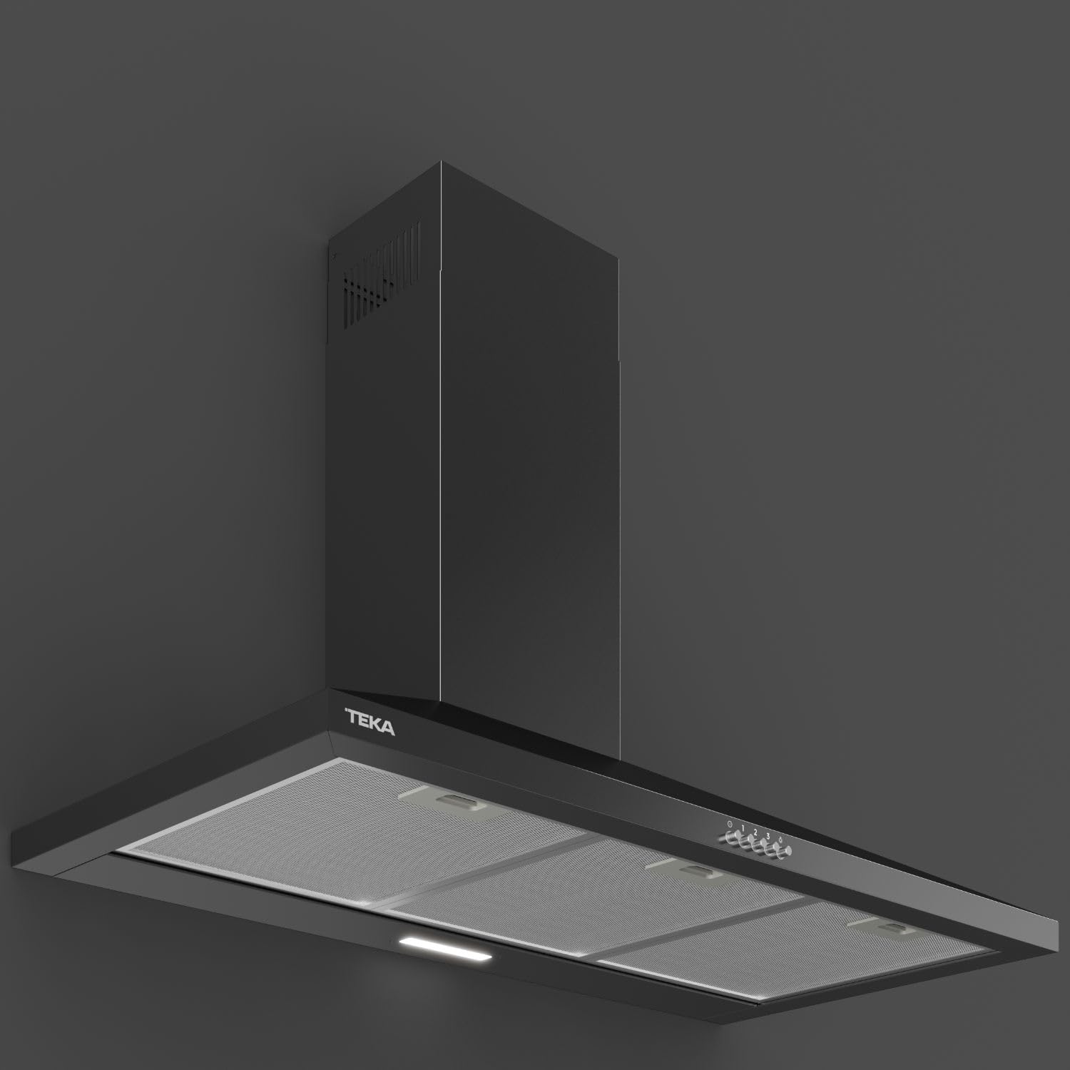TEKA Campana Decorativa Piramidal, 3 Velocidades, 90 cm, Negra | Mandos Pulsantes, 1 Lámpara LED, 2 Filtros de Aluminio, Reducción de Salida Incluida, Instalación de Pared, DBB 94140 KOS
