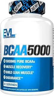 BCAAs Amino Acids Supplement for Men - EVL 2:1:1 5g BCAA Capsules for Post Workout Recovery and Lean Muscle Builder for Men - BCAA5000 Branched Chain Amino Acids Nutritional Supplement - 30 Servings