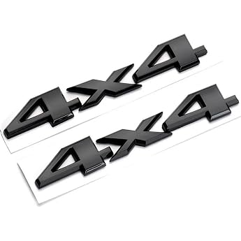 NOELAMOUR Car Emblem Sticker 4 4 2-Piece Set 3D Dimensional 4WD Stylish Decals Black