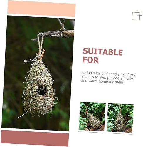 Miniatura 6 de Mipcase Nido de pájaro de paja hecho a mano para tejer loro de hierba