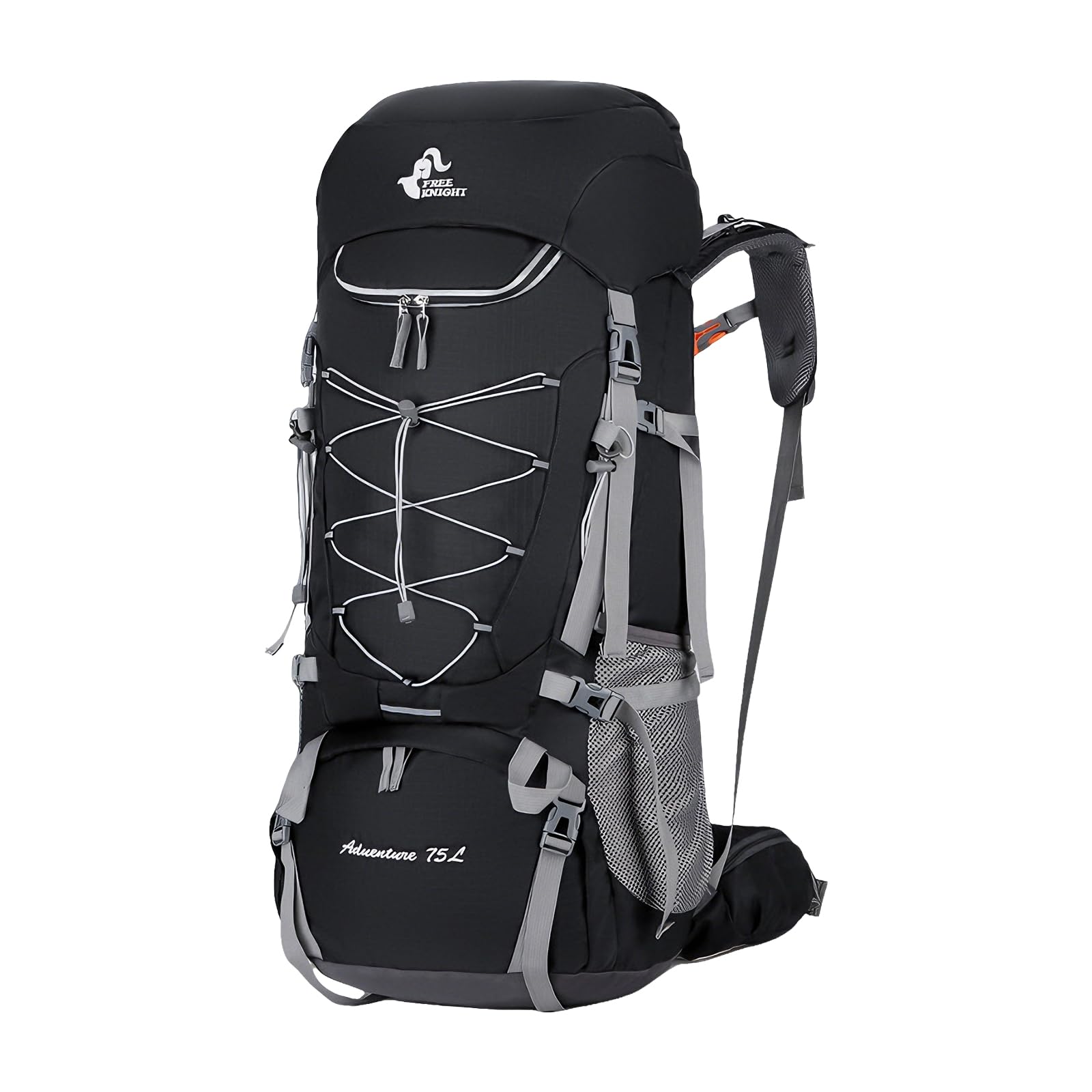 75L Zaino da Trekking Zaino Grande Zaini Resistente con Copertura per la Pioggia Donna Uomo Backpack per Escursionismo Campeggio Arrampicata Viaggio Nero