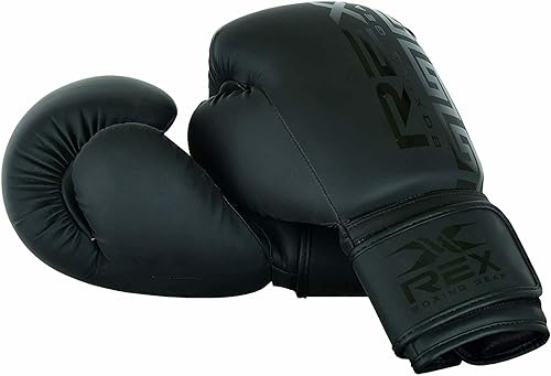 Miniatura 7 de REX - Guantes de boxeo para entrenamiento de boxeo para niños y adultos, de piel sintética, color negro mate para combatir kickboxing