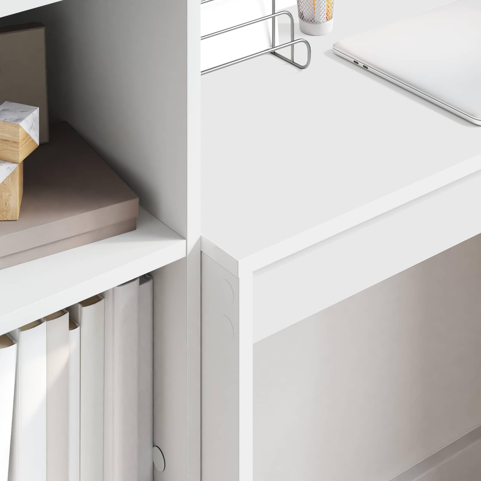 Set Scrivania con Libreria Bianco Legno Ingegnerizzato 2 Pz | Mobile salvaspazio per studio e ufficio con 2 cassetti e 6 ripiani, ideale per organizzare documenti e PC.