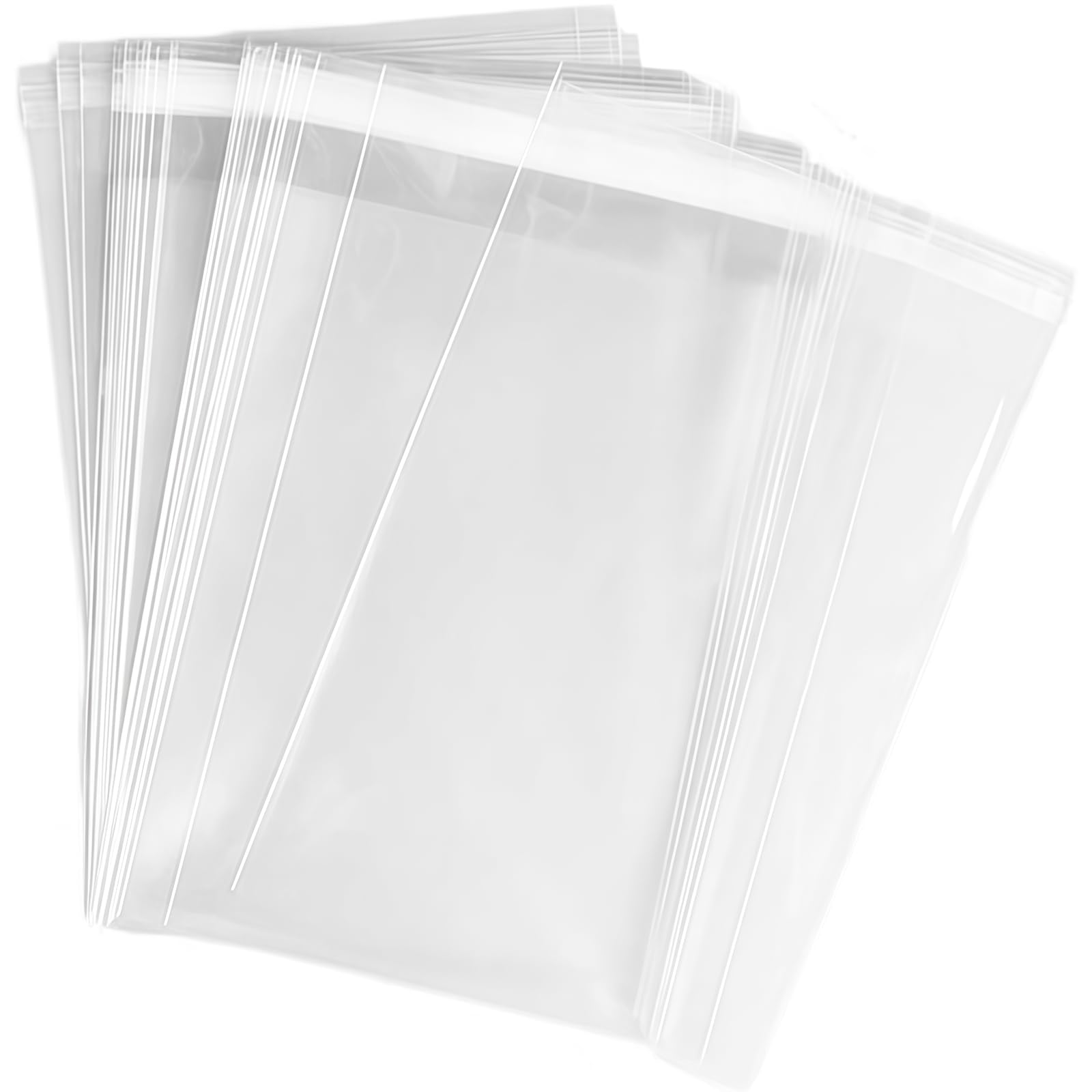 VASANA 100PCS 9 in x 12 in Clear Automatic Sealing Cello Cellophane Bags Treat Bag Packaging Bags with Adhesive Closure Good for Bakery Candle Candies Cookies Snacks