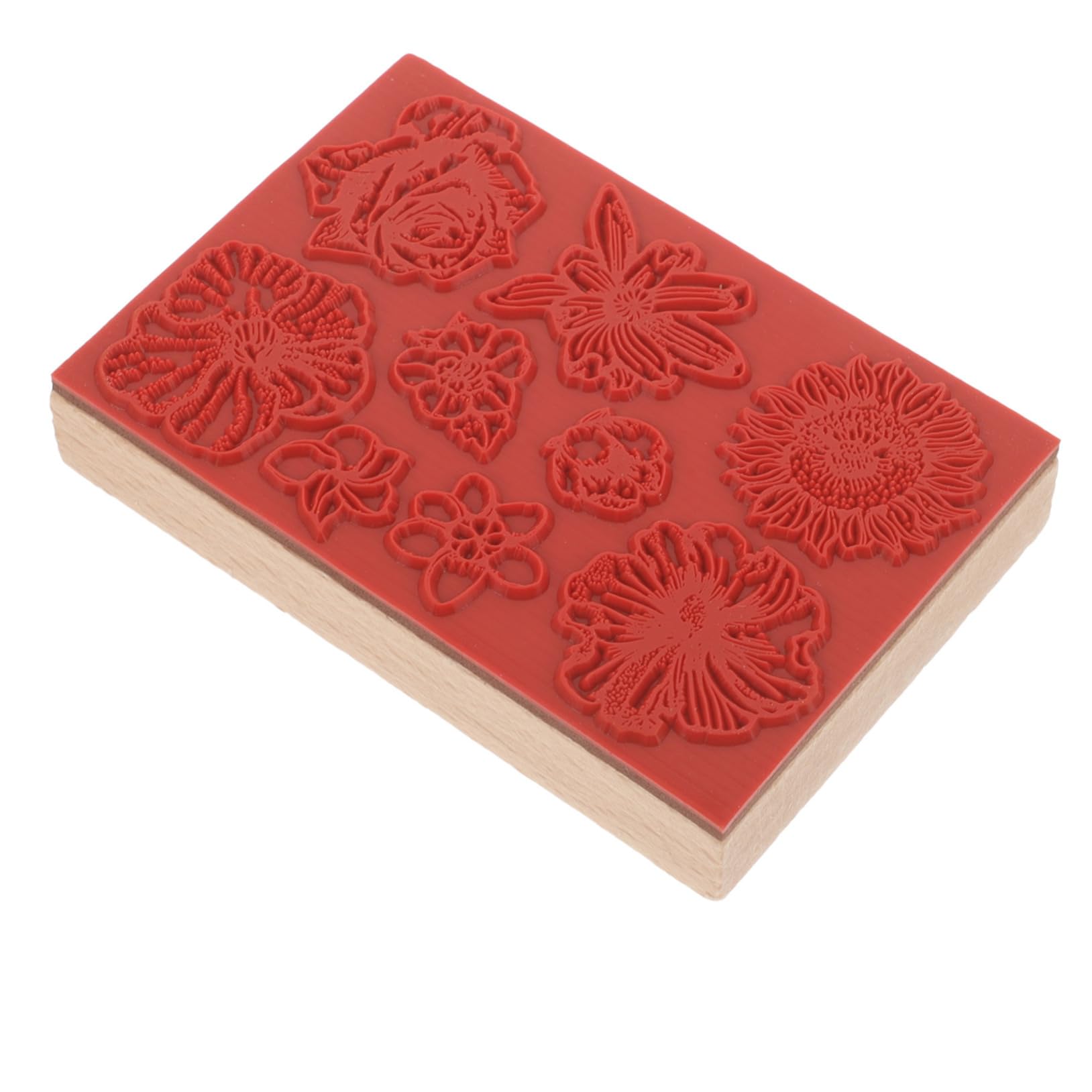 DOITOOL 4 Stück Holz DIY Stempelset Handgemachter Dekorativer Stempel für Scrapbooking Karten und Bastelprojekte Blumenmuster für DIY Enthusiasten
