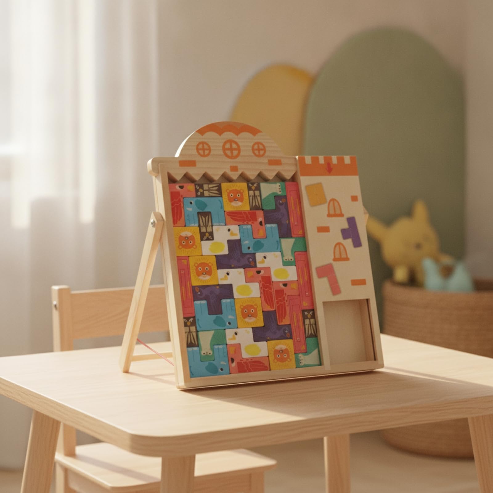 Gioco Incastro Stile Incastro Sicuro | Creativo, Puzzle in Legno con Cavalletto, Colorato, Giocattolo, per Scuola Infanzia, Asilo