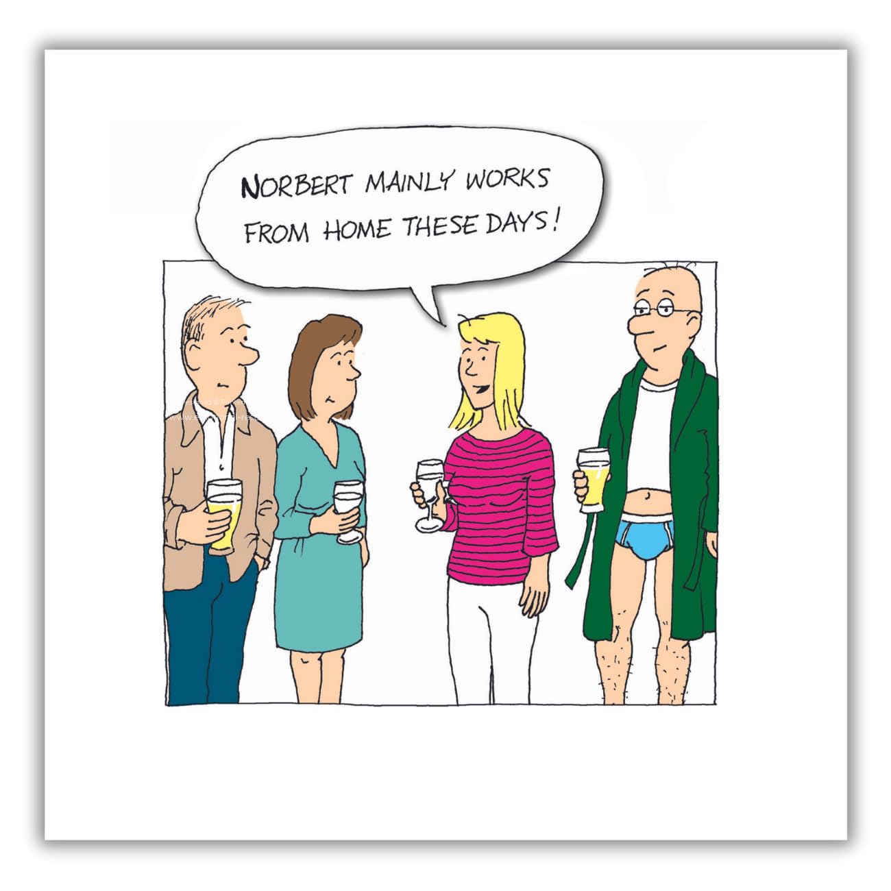 Norbert & Val Funny Birthday Card for Him, Humorous Male Birthday Card Norbert Mainly Works From Home These Days!... Multi-Coloured