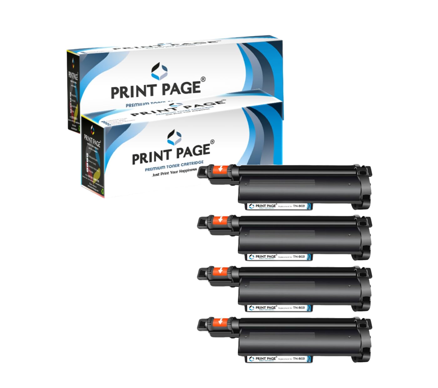 Print Page TN-B021 Toner Cartridge Compatible for Printers HL-B2000D, B2080DW, DCP-B7500D, B7535DW, B7640DWB, MFC-B7715DW (Set of 4)