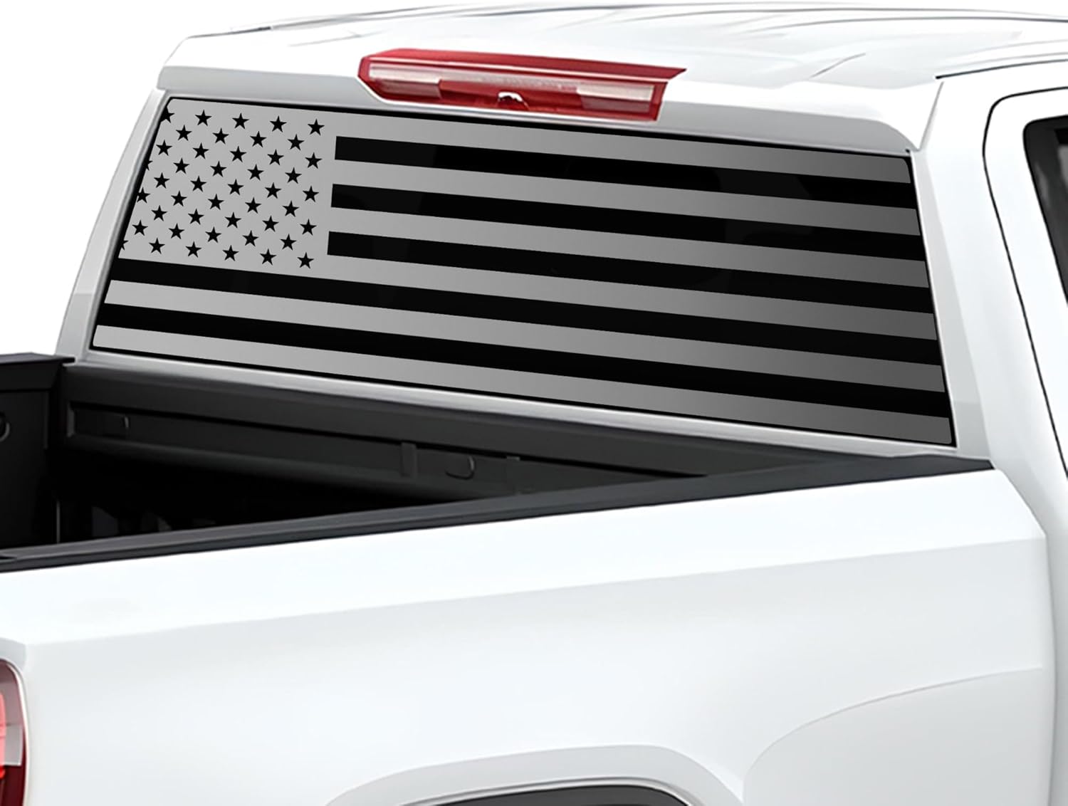 BOGAR TECH DESIGNS Precut Rear Windshield American Flag Vinyl Decal Sticker Compatible with Chevy Silverado & GMC Sierra 2019-2025, Matte Black