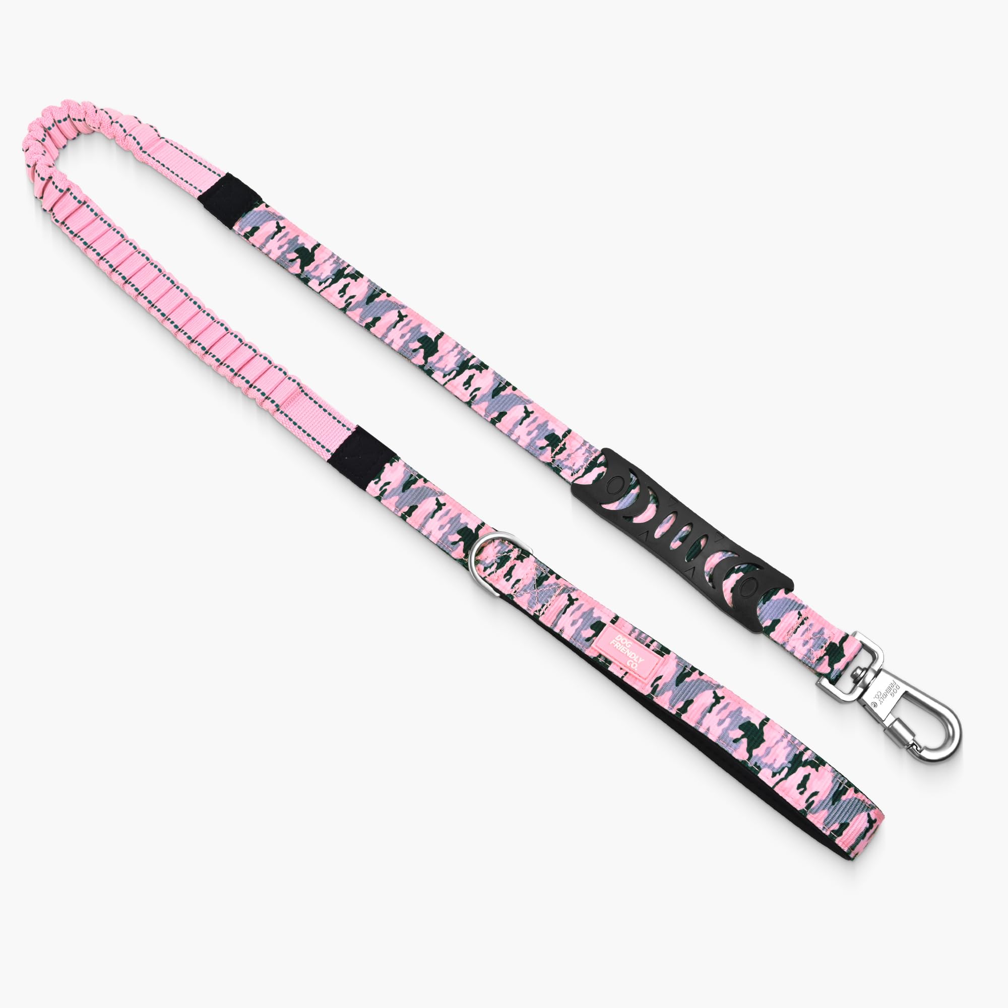 Dog Friendly Co. Correa elástica para perro, absorbe los golpes (camuflaje rosa, regular)