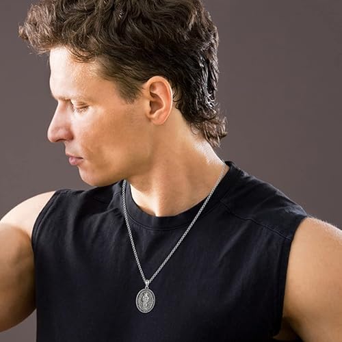 Miniatura 4 de VONALA St Michael St Benedict St Christopher Virgin Mary Anubis Medal Necklace 925 Sterling Silver Medallion Pendant Necklaces Amulet Jewelry