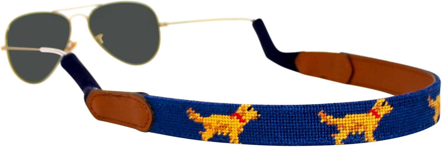 Leather Hand-Stitched Needlepoint Sunglass Strap Retainer