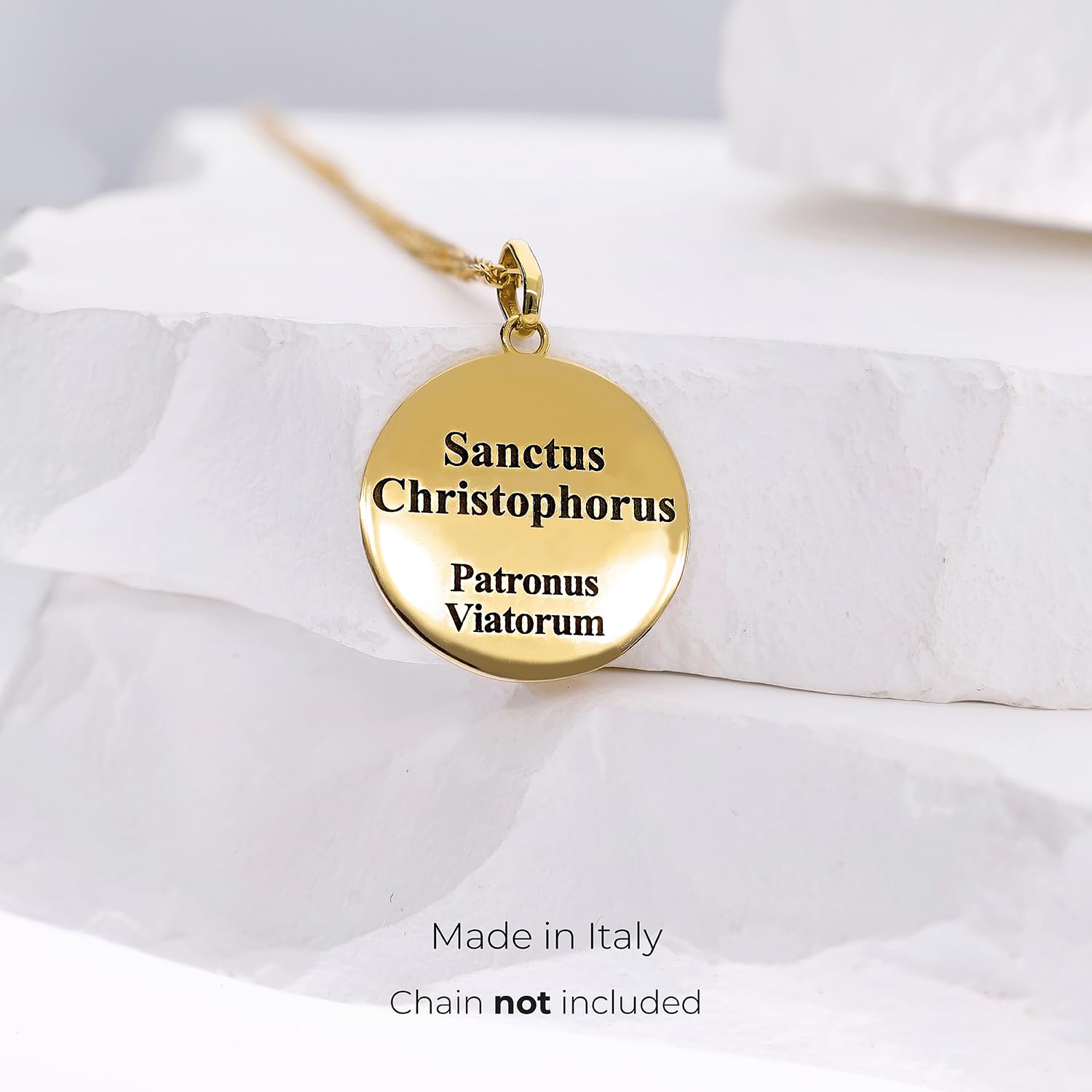 forme di Lucchetta - San Cristoforo Medaglia d'Oro 14 carati - 'Sanctus Christophorus - Patronus Viatorum' - Gioiello Religioso Made in Italy