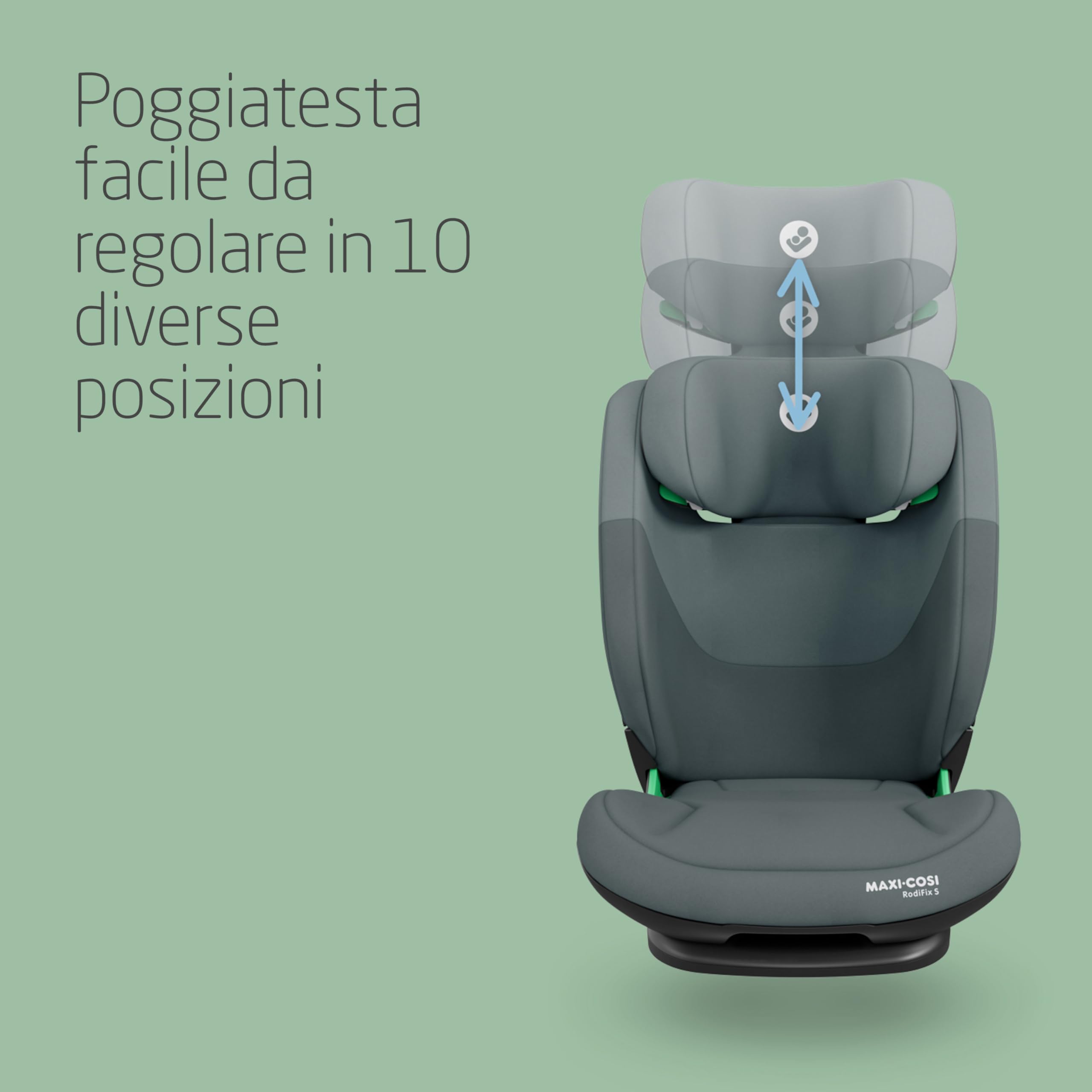 Maxi-Cosi RodiFix S i-Size, Seggiolino Auto ISOFIX Reclinabile in 3 Posizioni, 3,5-12 Anni (100-150 cm), Regolabile in Altezza/Larghezza, Protection G-CELL, Tecnologia AirProtect, Tonal Graphite
