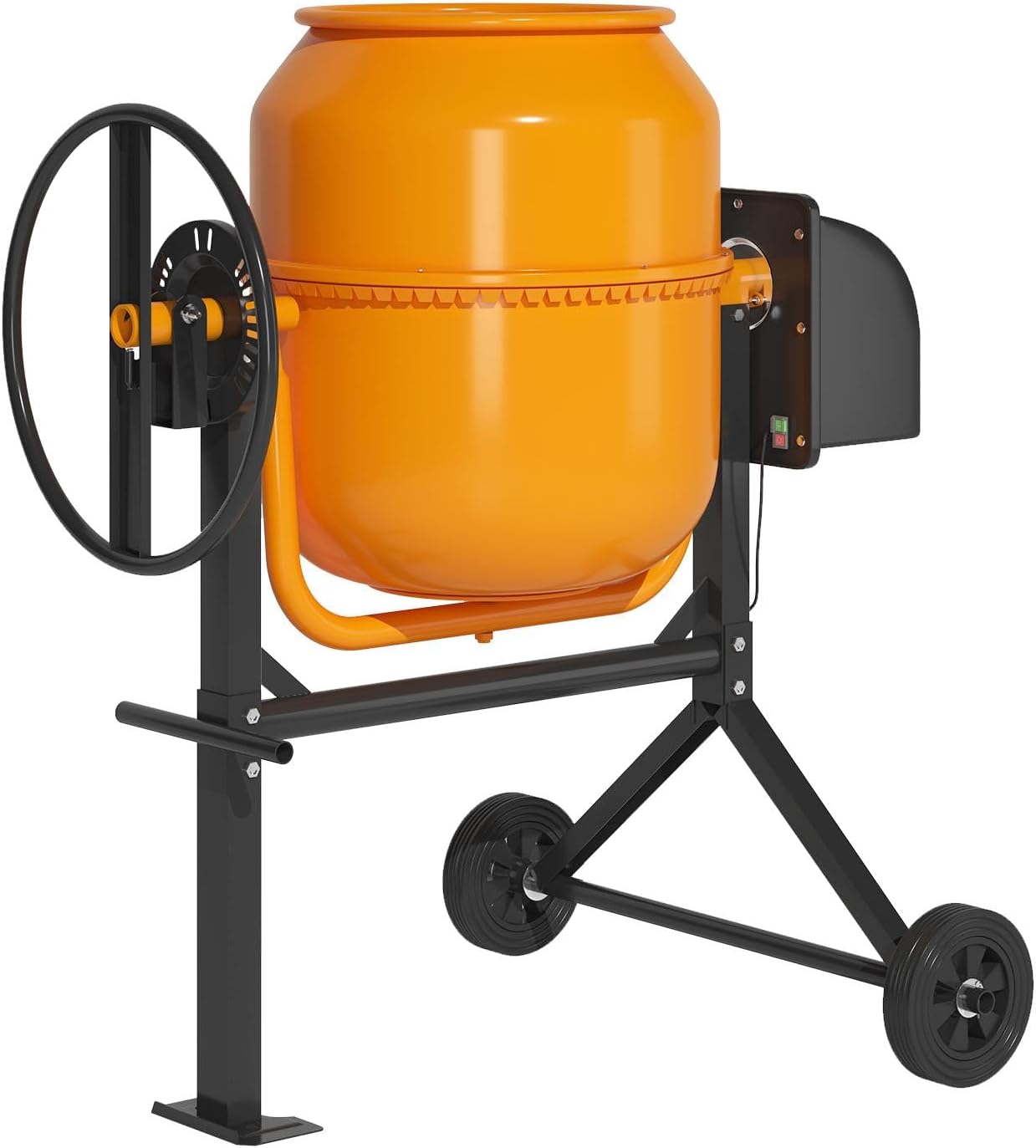 TABU 5.0 Cu.Ft. Electric Cement Mixer, 1/2HP Portable Concrete Mixer, Mortar Mixing for Stucco/Seeds, Freestanding Cement Mixing Tools with Wheels for Stucco, Orange