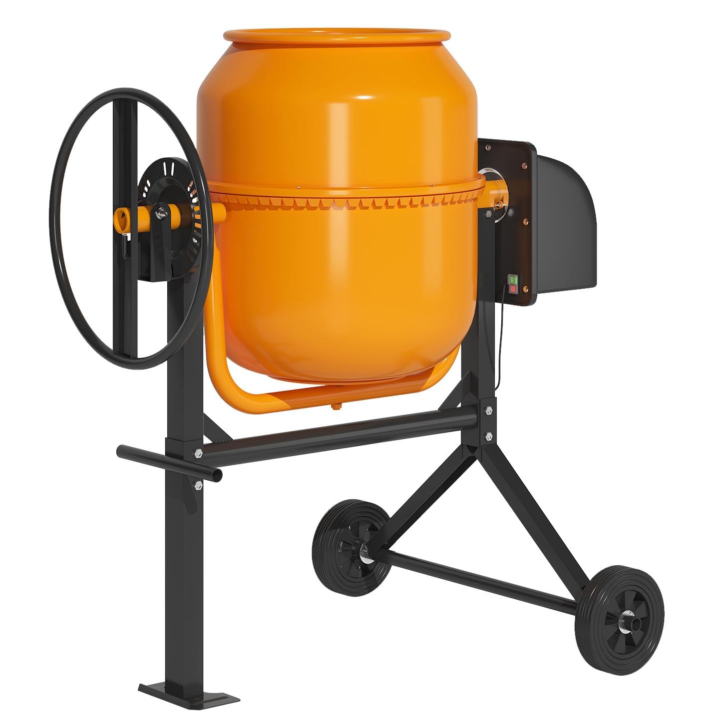 TABU 5.0 Cu.Ft. Electric Cement Mixer, 1/2HP Portable Concrete Mixer, Mortar Mixing for Seeds/Stucco, Freestanding Cement Mixing Tools with Wheels for