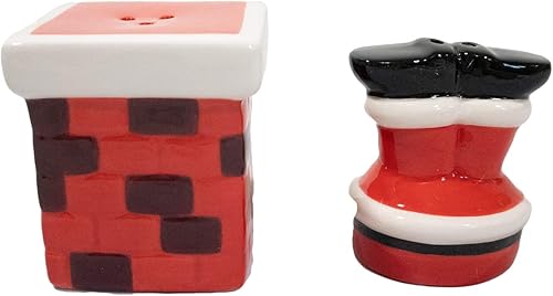 Miniatura 1 de Christmas Special Edition! Juego de salero y pimentero de cerámica (chimenea y patas de Papá Noel)