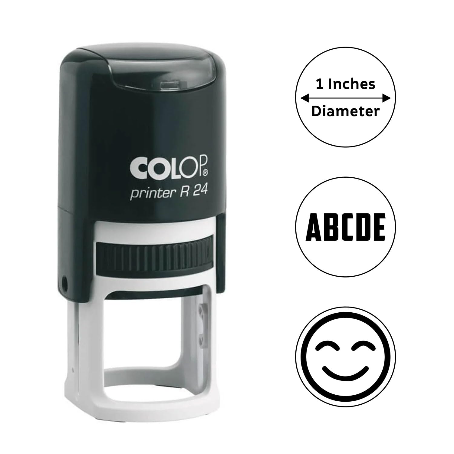 Customize with Initial or Smiley or Logo - Round self Inking Stamp - R24-1" Diameter