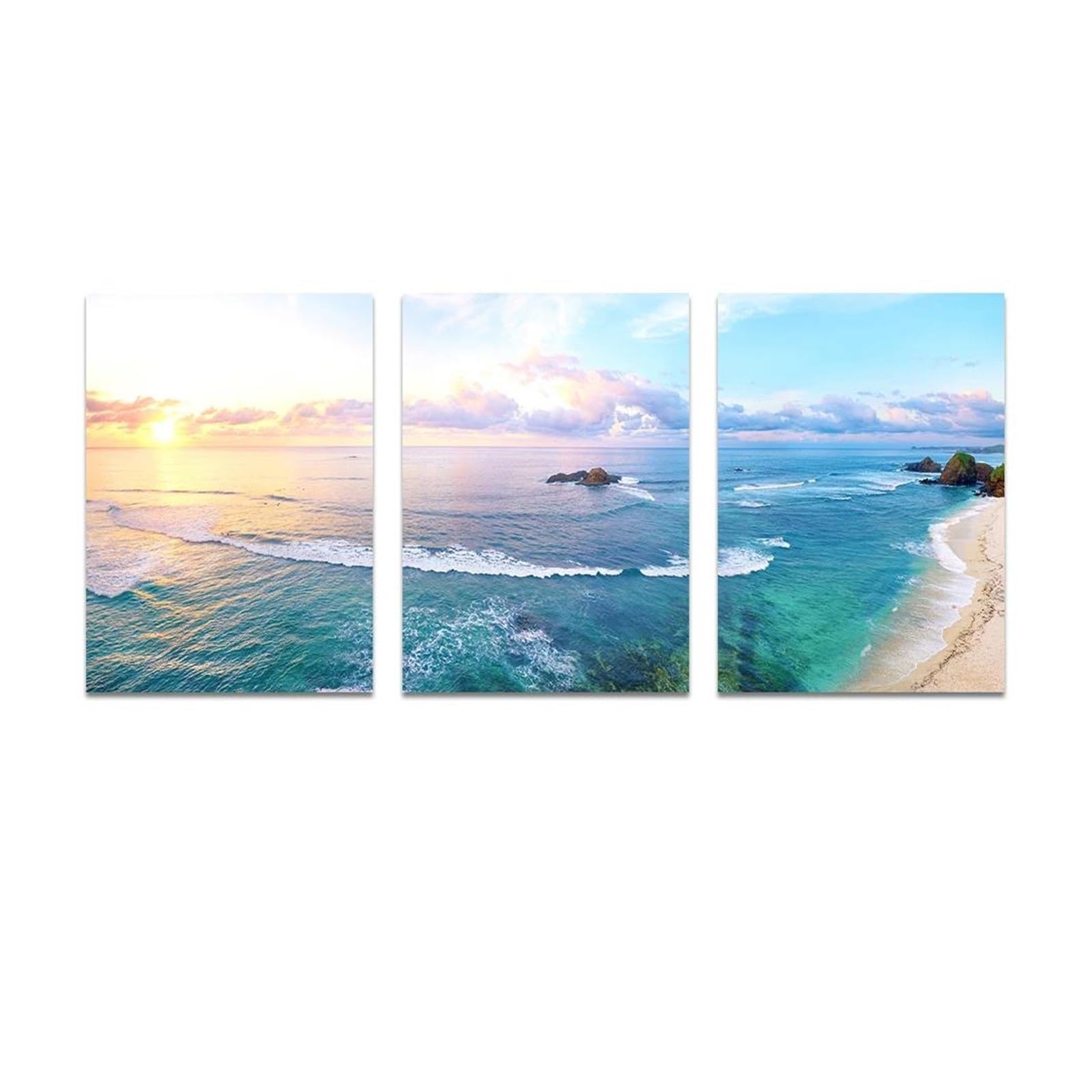 Tableau décoratif mural triptyque de qualité supérieure coucher de soleil