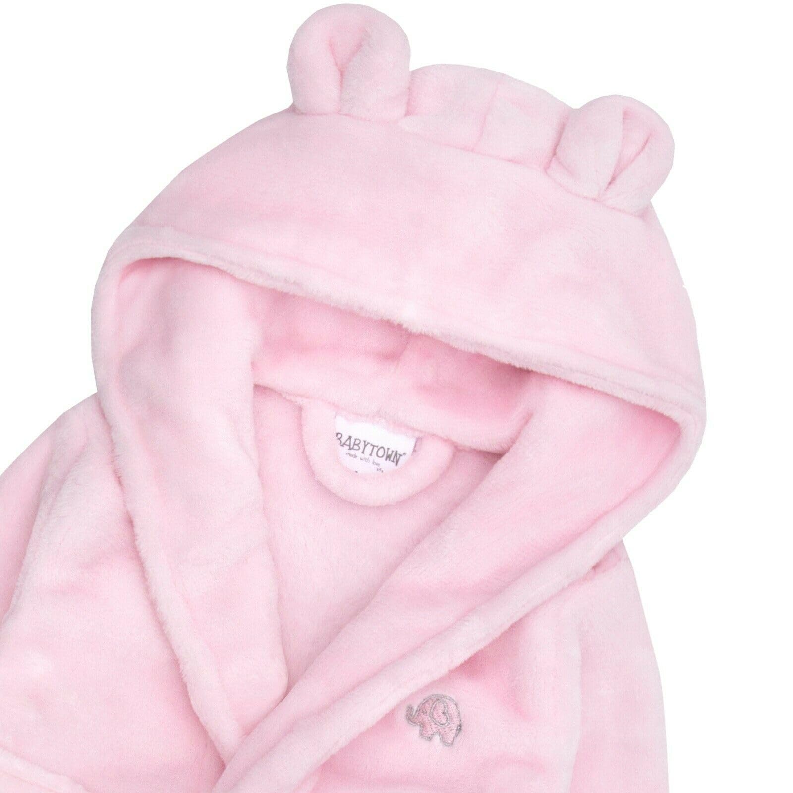 Baby Boys & Girls Unisex Dressing Gown (Ages 6-24 Months) Soft Plush Flannel Fleece Hooded Bath Robe - 2