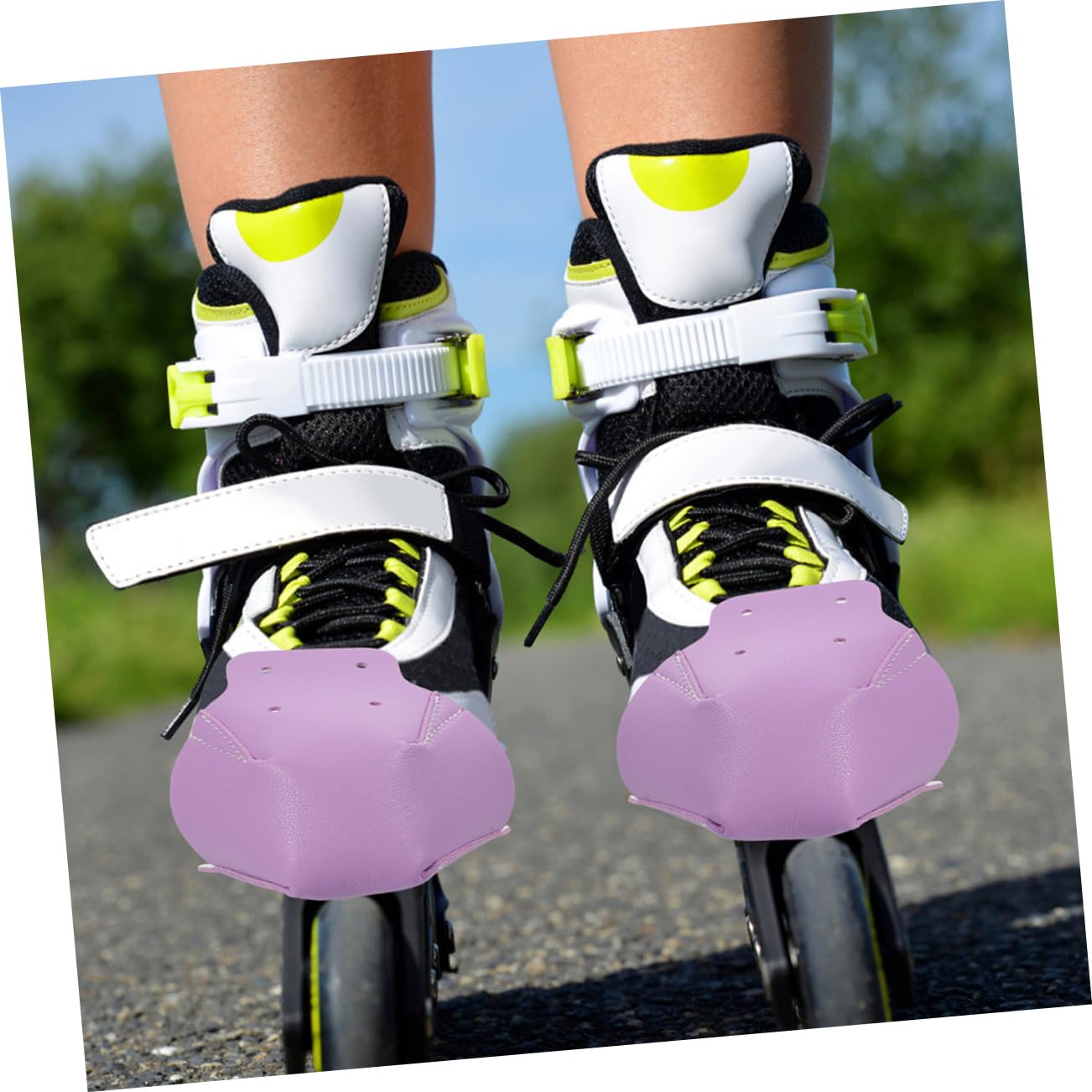HEMOTON 4 Sätze Skate-Stiefel Zehe Schlittschuh-stiefelüberzüge Kappen Pads Schutzausrüstung Zum Skaten Schutzausrüstung Für Rollschuhlaufen Leder Violett 2 Paare * 4