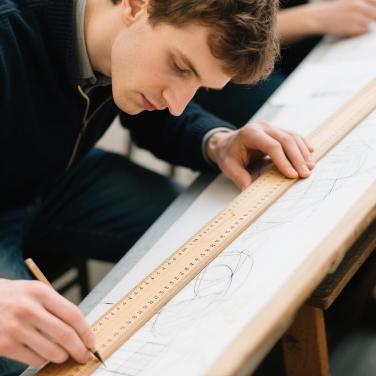 Paquete de 3 reglas de madera, regla de madera natural con puntas de metal para colgar, 36 pulgadas para aula, escuela, medición de ropa, oficina, ingenieros, arquitectos