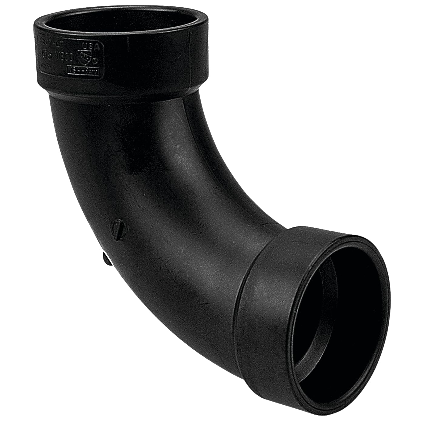Photo 1 of NIBCO Fig No C5807-LT, 1-1/2 in. ABS DWV 90 Degree Long Turn Elbow Hub, Solvent Weld