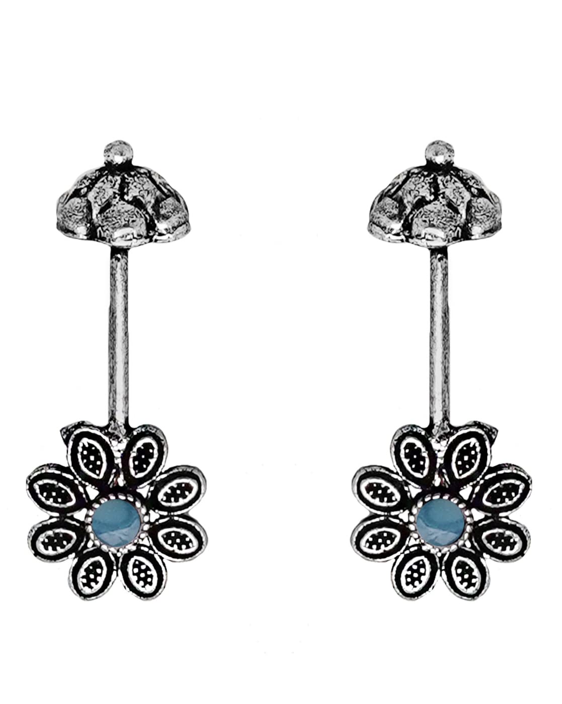 Teejh Ladli Light Blue Stone Silver Oxidsed Clip On Bugadi For Women (B09J8Z8C9Y) Amazon Price History, Amazon Price Tracker