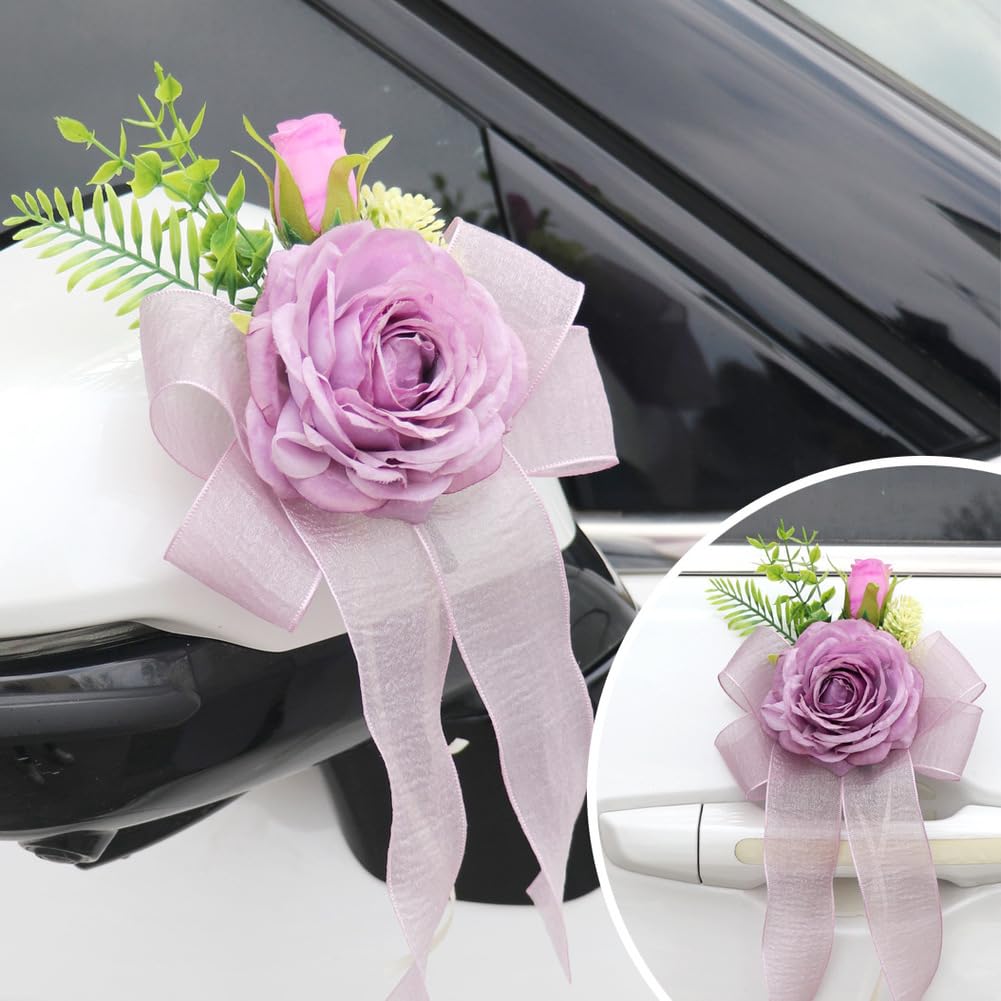 Autoschmuck 12 Stück Autoschleifen rückspiegel deko Hochzeitsauto Autodeko