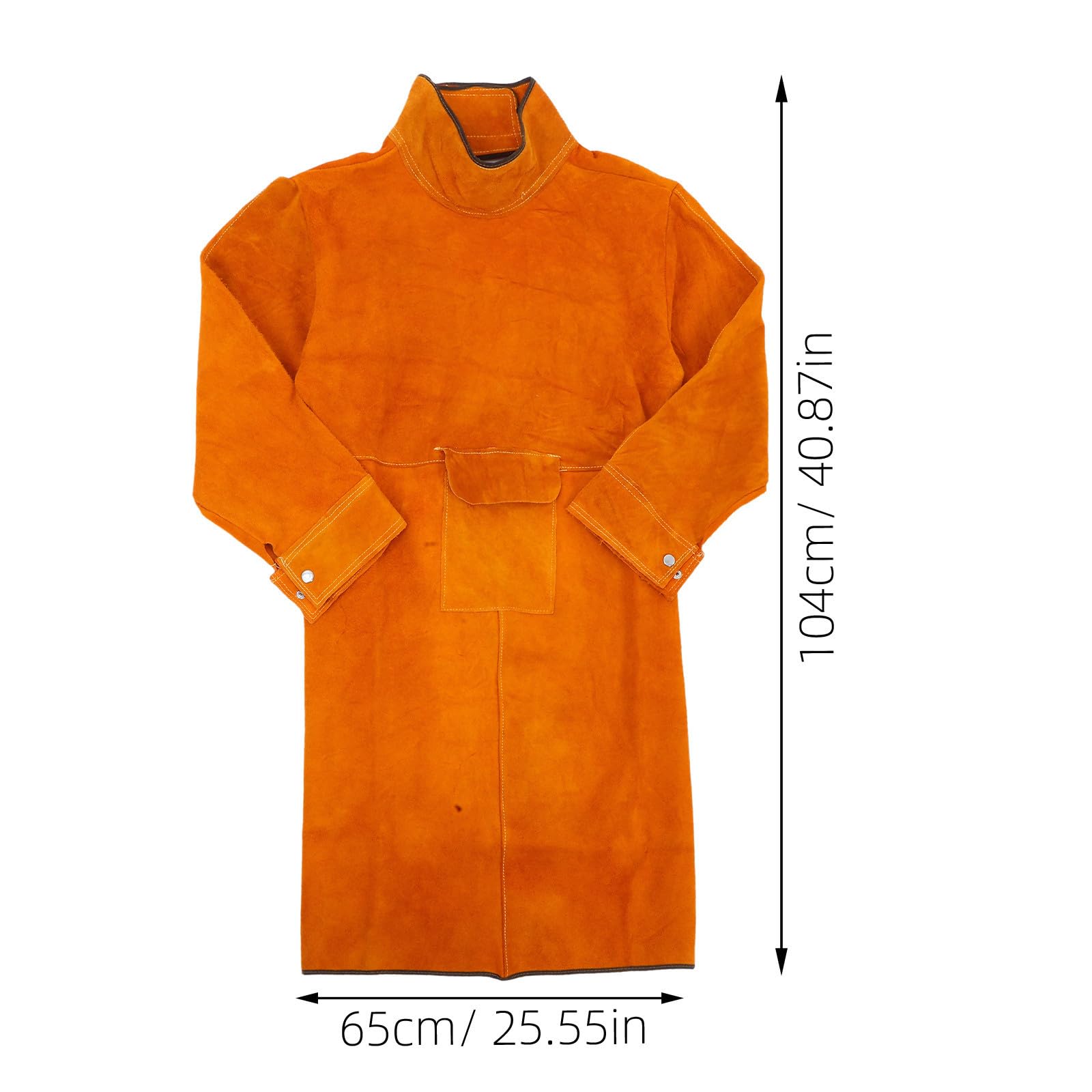 DECHOUS Mandil de Soldador Resistente al Calor y Aislamiento Térmico de Cuero Vacuno Naranja para Protección en Soldadura y Taller