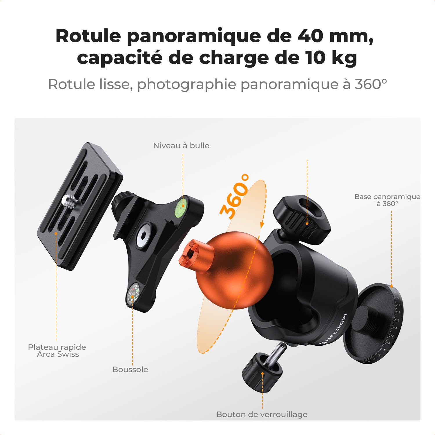 K&F CONCEPT Trépied Appareil Photo 162CM en Aluminium pour Caméra avec Support de Téléphone, Trépied Compact et Léger (1.2kg), Charge Maximale 10 kg, Idéal pour Appareil Photo DSLR, Caméscopes