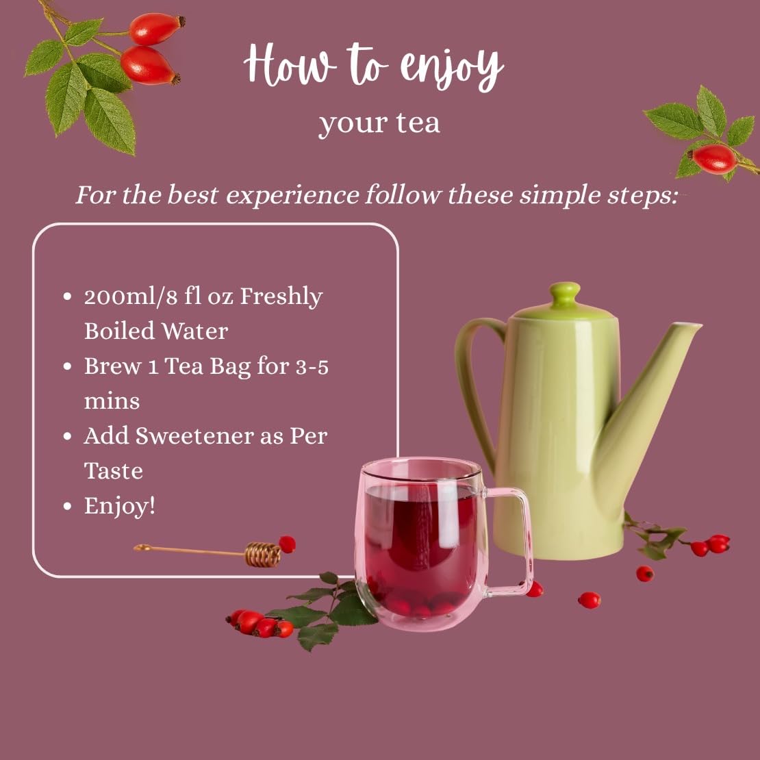 Healthy Healing Herbs Organic Rose Hip Tea Bags – 100 Count | Pure Wildcrafted Herbal Rosehip Blend | Naturally Tart & Bright Flavor