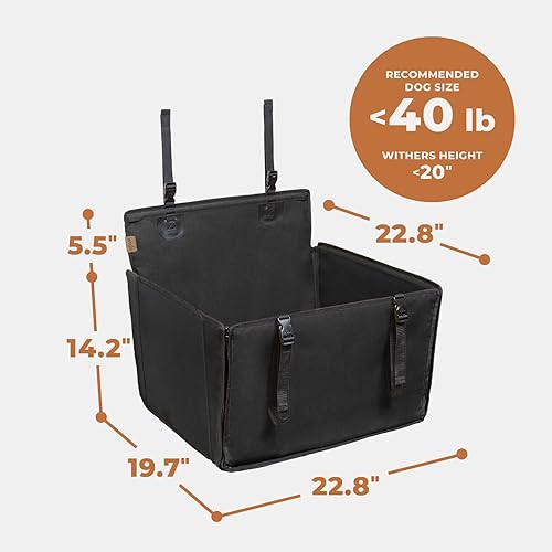 Miniatura 8 de Asiento de automóvil para perro extra estable, asiento de automóvil reforzado para perros de tamaño mediano con 4 correas de sujeción, asiento de