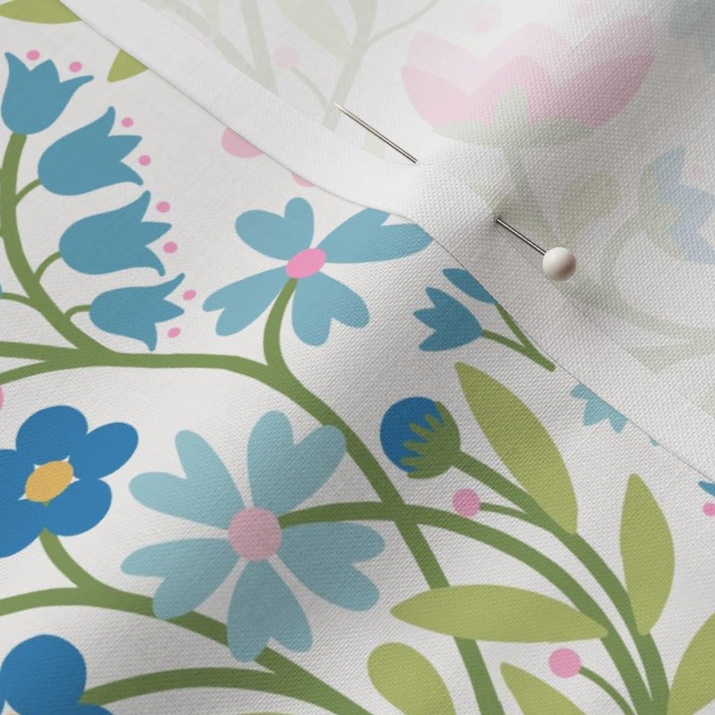 Spoonflower Fabric - Vintage Floral Victorian Pink Botanical Art Nouveau Folk Garden Bloom Printed on Petal Cotton Fabric Fat Quarter - Sewing Quilting Apparel Crafts Decor