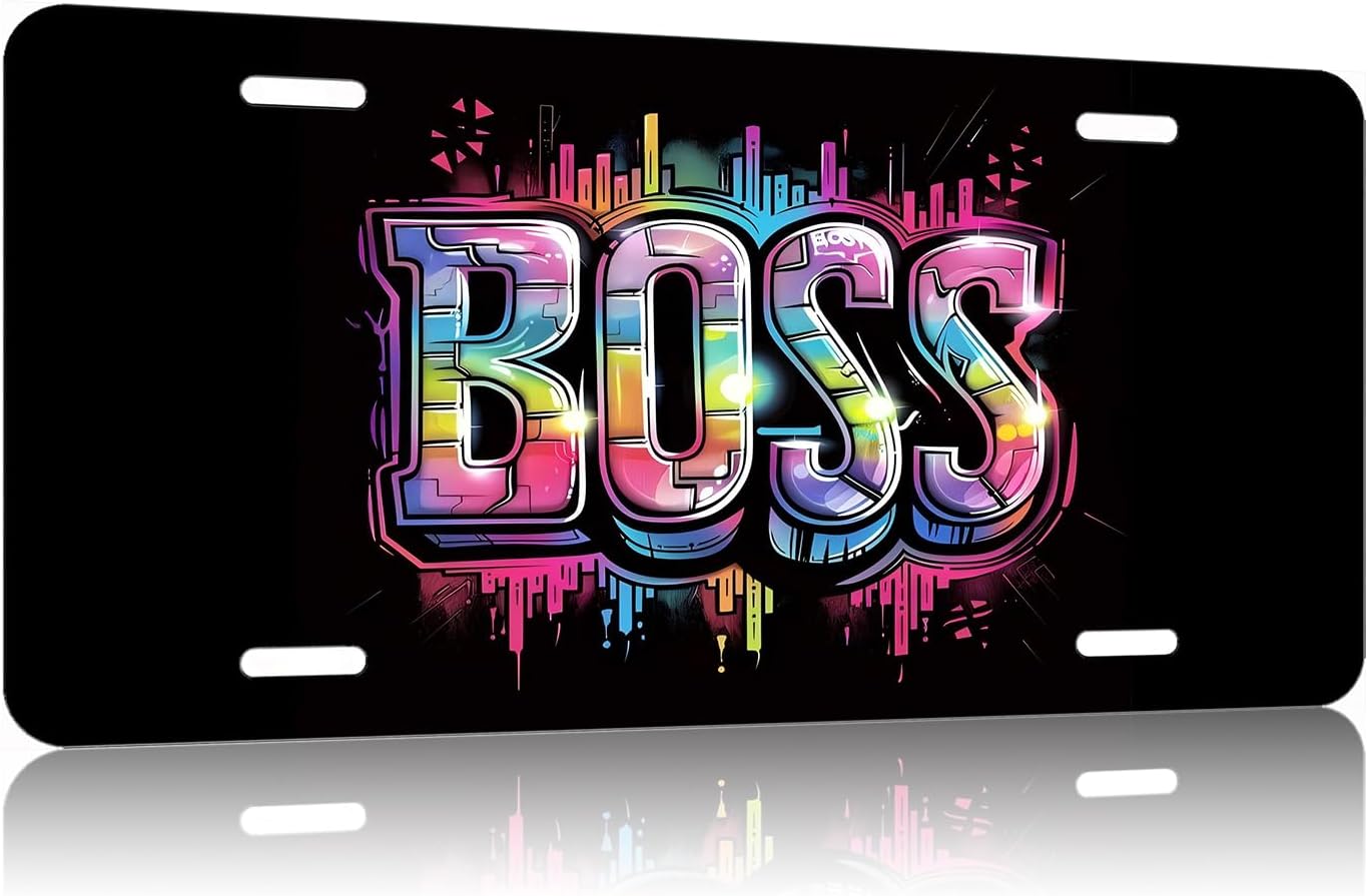 BOOS Front License Plate Aluminum Decorative Funny Metal Novelty Vanity Tag Cover 6"X12" with 4 Holes Car Decor Accessory (LCP120308)